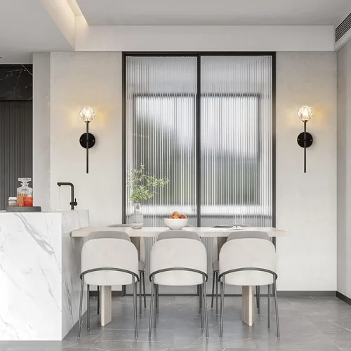 Miniatura 5 de BOKT Conjunto de iluminación de pared de cristal mate negro de mediados del siglo XX, juego de 2 lámparas de pared modernas de metal largo, juego