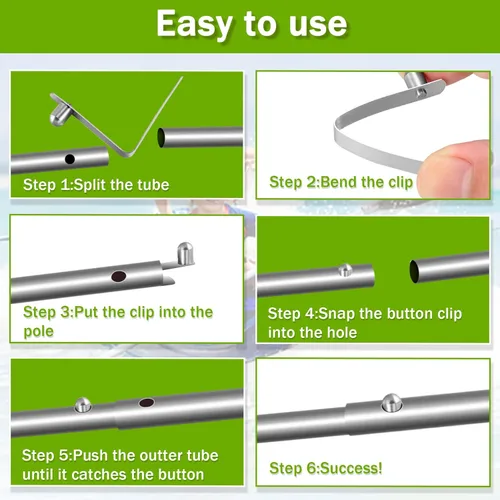 Miniatura 3 de Moxweyeni 8 clips de resorte con botón de presión, clips de poste de tienda de campaña de acero inoxidable, clips de resorte de remo para kayak