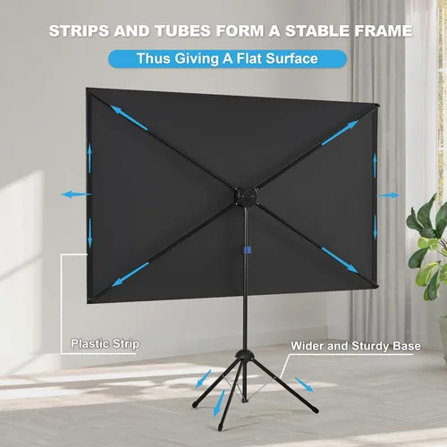Miniatura 6 de Pantalla de proyector con soporte, pantalla de proyector al aire libre 16:9 y soporte de trípode, pantalla de proyección portátil con ganancia