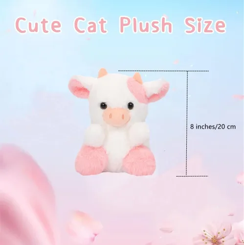 JOSON Juguete de peluche de vaca, bonita almohada de felpa de vaca de fresa, muñeca de felpa de vaca suave, cumpleaños para niños y niñas (vaca rosa)