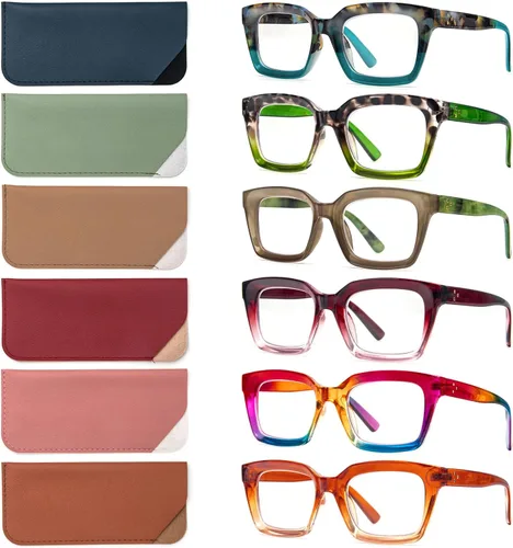 Miniatura 11 de DXYXYO Paquete de 3 lentes de lectura retro de gran tamaño para mujeres y hombres, a la moda, cuadrados, con bloqueo de luz azul, lector
