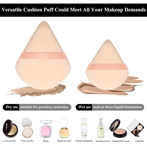 Miniatura 3 de Maitys 12 piezas de polvo triángulo para maquillaje facial, cosmético suelto, terciopelo suave, lavable, reutilizable, esponja de base de maquillaje