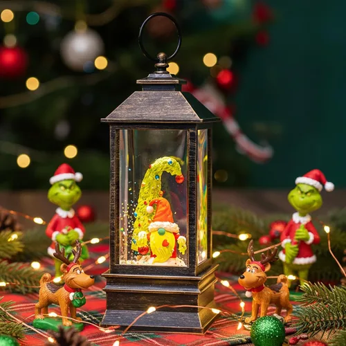 Miniatura 18 de Globo de nieve de Navidad con agua brillante de muñeco de nieve con música y temporizador, linterna iluminada con pilas para regalos de decoración