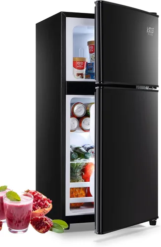 KRIB BLING - Refrigerador con congelador, mini refrigerador de 3.5 pies cúbicos, Lock Fresh, termostato ajustable de 7 niveles para dormitorio, bar,