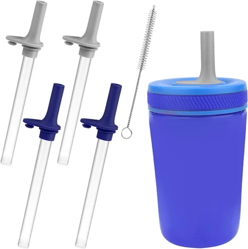 XANGNIER Pajitas de repuesto y válvula de mordida compatible con botella de agua Zak Designs Kelso de 15 onzas, 4 popotes de silicona reutilizables