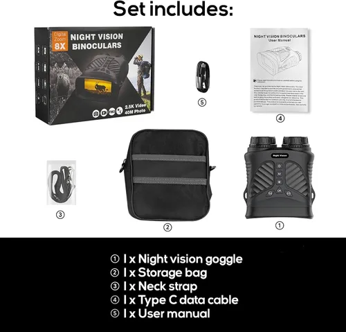 Miniatura 3 de Binocular digital con visión nocturna y grabación de video 2.K UDH potentes prismáticos para adultos, caza, observación de aves, juegos de fútbol