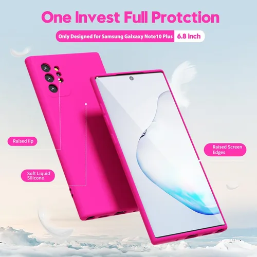 Miniatura 3 de oakxco Funda protectora mate para Samsung Galaxy Note 10 Plus de silicona líquida, color sólido brillante fluorescente, bonita funda protectora Rosa