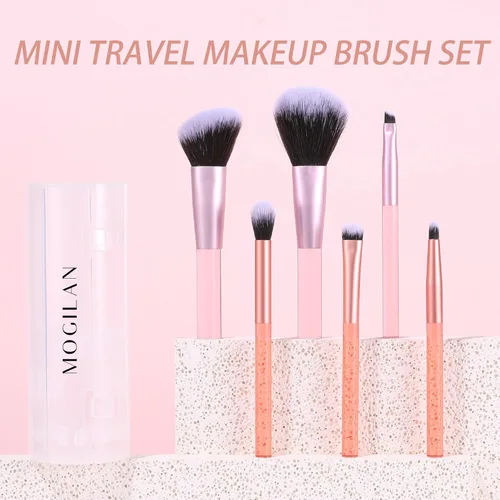 Miniatura 8 de Juego de brochas de maquillaje de viaje, mini brochas de maquillaje para base, corrector, sombra de ojos, rubor, mezcla y pulido, polvo líquido