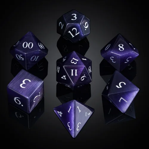 Miniatura 10 de UDIXI Juego de dados de piedras preciosas de amatista, dados DND de piedra de cristal D&D con estuche de regalo para juegos de rol y juegos de mesa