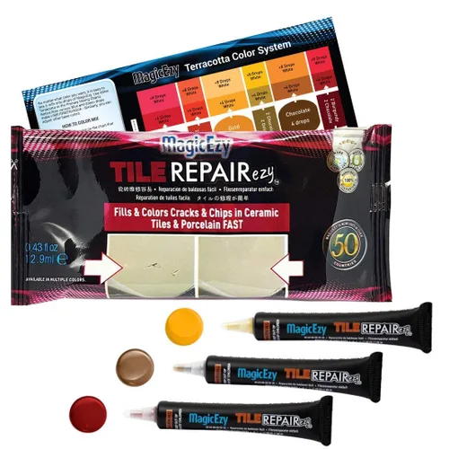 Miniatura 9 de MagicEzy Tile RepairEzy (Beige) - Kit de reparación de porcelana - Relleno resistente para reparación de astillas en azulejos, reparación