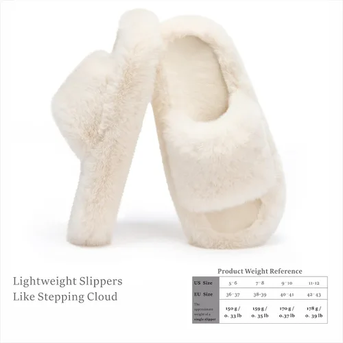 Miniatura 3 de Chantomoo Pantuflas de espuma viscoelástica para mujer, pantuflas de dormitorio para mujer, mullidas, cómodas, con forro de piel sintética, suela