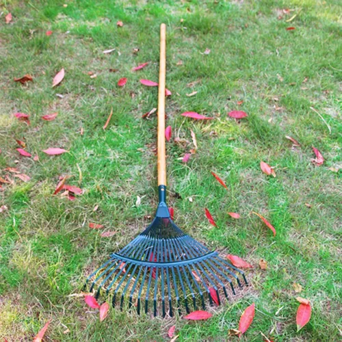 Miniatura 9 de Rastrillo de ventilador de acero mejorado de 16.5 in con 22 dientes para césped de jardín, patio y patios, rastrillo de hojas de alto carbono