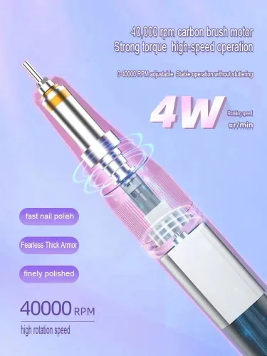 Miniatura 4 de 40000RPM inalámbrico eléctrico portátil recargable Nail Art Manicura Taladro de uñas Taladro de uñas profesional eléctrico (negro)