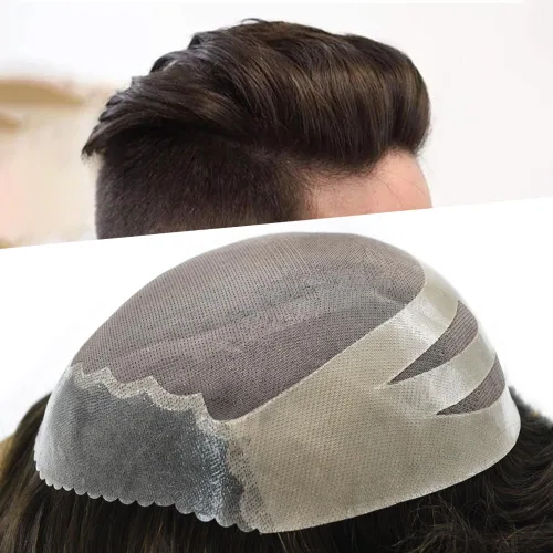 Miniatura 9 de Pieza de pelo para hombre, mono, real, Remy, sistema de cabello humano, repuesto para hombres, extensiones duraderas para hombre, tupé, protesis #3