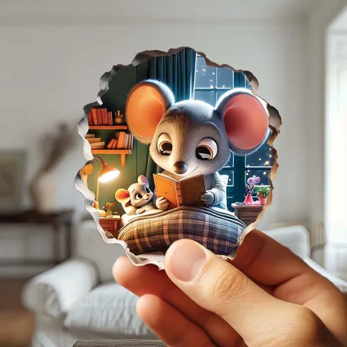 Miniatura 6 de Calcomanía de pared 3D con agujero de ratón - Calcomanía decorativa para pared de habitación de niños - Desmontable, se pega y se despega