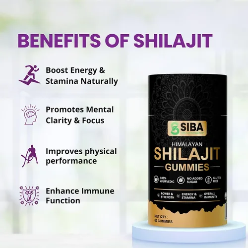 Miniatura 2 de SIBA Gomitas Shilajit ultra puras del Himalaya – Shilajit 100% natural con ácido fúlvico – Energía, resistencia, concentración y apoyo de vitalidad