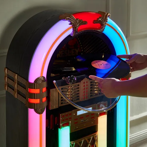 Miniatura 4 de Arkrocket Jukebox reproductor de discos de vinilo de tamaño completo Bluetooth USB SD Reproductor de CD Radio, tocadiscos retro clásico Jukebox