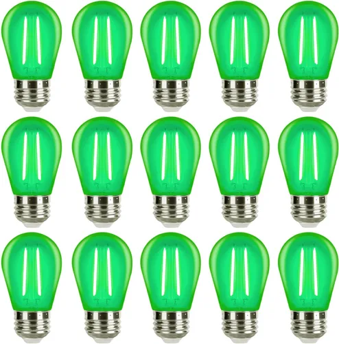 Miniatura 8 de Bombilla azul S14 de plástico de 2 W LED de repuesto para luces de cadena de luces interiores y exteriores, inastillable, base E26, filamento E26