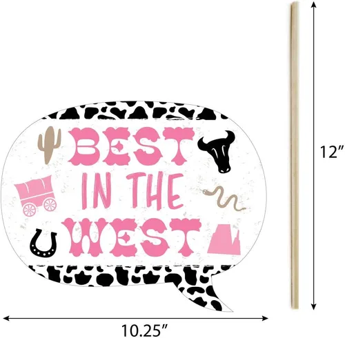 Miniatura 5 de Big Dot of Happiness Pink Western Hoedown - Kit de accesorios para cabina de fotos para fiesta de caballo vaquera, 20