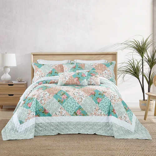 Miniatura 12 de DaisyHuang Colcha – Cobertor de cama tamaño completo – Juego de colcha moderno y contemporáneo, costuras reales, reversible, ligero, 5 piezas