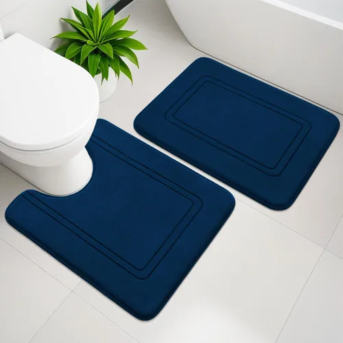 Miniatura 15 de YIHOUSE Juego de alfombras de baño de espuma viscoelástica, juego de 2 piezas, tapetes de baño antideslizantes para baño, juego de alfombras de baño
