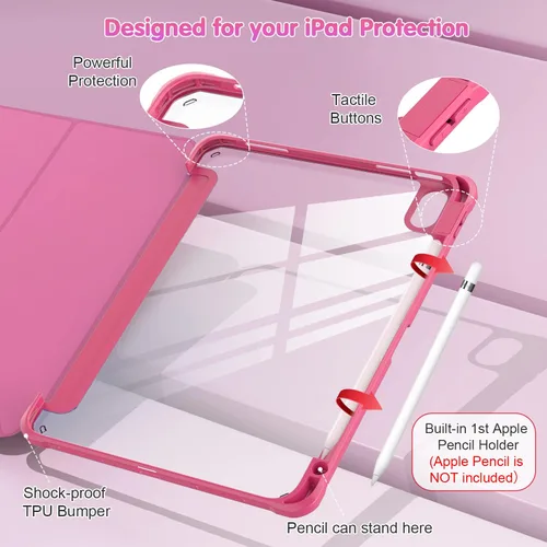 Miniatura 2 de OKP Funda para iPad de 11ª generación de 11 pulgadas (A16) 2025, para iPad de 10.9 pulgadas de 10.ª generación 2022, funda protectora delgada y Rosa