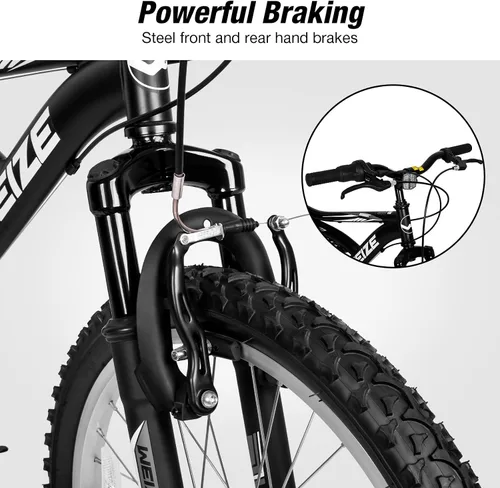 Miniatura 6 de Bicicleta de montaña para niños WEIZE, bicicletas de 20 y 24 pulgadas para niños de 6 a 14 años, para niños y niñas, con suspensión doble completa