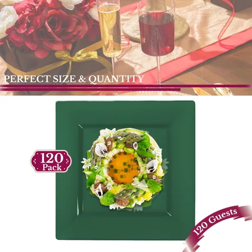 Miniatura 5 de Platos de plástico desechables – Platos cuadrados resistentes – Suministros para fiestas a granel para todas las ocasiones
