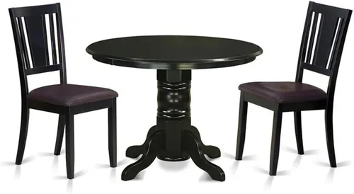 Miniatura 8 de East West Furniture SHDU5-BLK-W - Juego de comedor de 5 piezas para 4 personas, incluye una mesa de cocina redonda con pedestal y 4 sillas