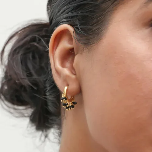 Miniatura 6 de Gempires Aretes de Cuentas de Piedras Preciosas Naturales de Cristal Ligeros Elegantes Hechos a Mano Joyería Hipoalergénica Chapada en Oro Diseño