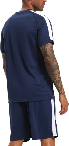 Miniatura 3 de RPOVIG Conjunto de entrenamiento de camisas, pantalones cortos paquete de 3 unidades de ropa para hombre, conjunto corto, gimnasio, atletismo