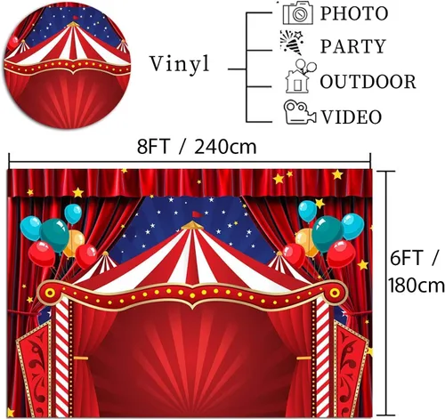 Miniatura 4 de Cortina roja de vinilo de 8 x 6 pies, telón de fondo de fotografía de estrellas para recién nacidos, suministros de baby shower, gran parte superior