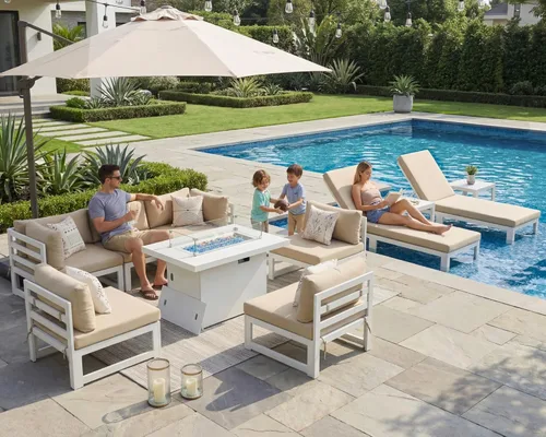 Miniatura 90 de NICESOUL - Juego de 10 muebles de patio extra grandes de aluminio moderno, sofá para exteriores con asiento de 29" de profundidad y ancho, 500 lbs