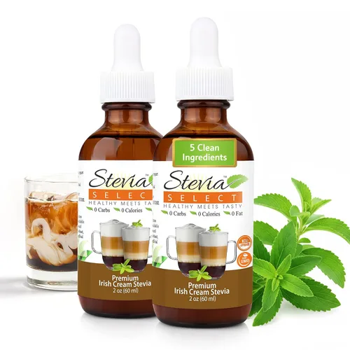 Stevia Select Irish Cream Stevia Extract Liquid - Edulcorante cero calorías - Líquido de extracto de gotas de sabor natural - Gotas de café keto de