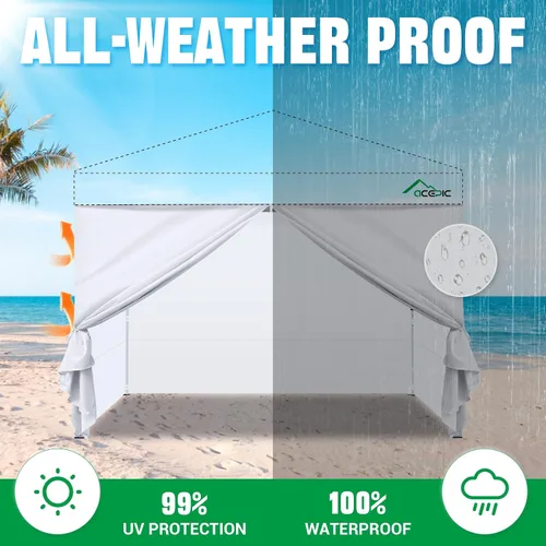 Miniatura 3 de Acepic Paredes laterales de 10 x 10 pies con puerta para marco de toldo desplegable, material impermeable de protección UV para eventos al aire Negro