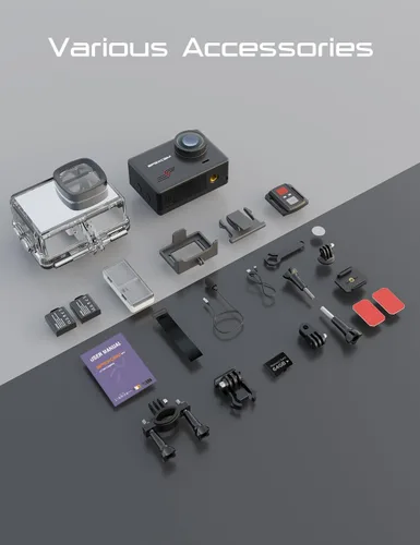 Miniatura 7 de Apexcam Cámara de acción M80 4K con tarjeta de 64 GB, HD 60FPS 48MP cámara deportiva para vlogging, cámara impermeable de 131.2 ft bajo el agua