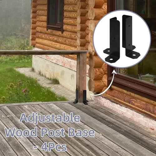 Miniatura 8 de 4 soportes de base de poste ajustables para postes de 1.5 x 1.5, 2 x 2, 2 x 4, 4 x 4, soportes de base de anclaje para postes de cubierta de madera