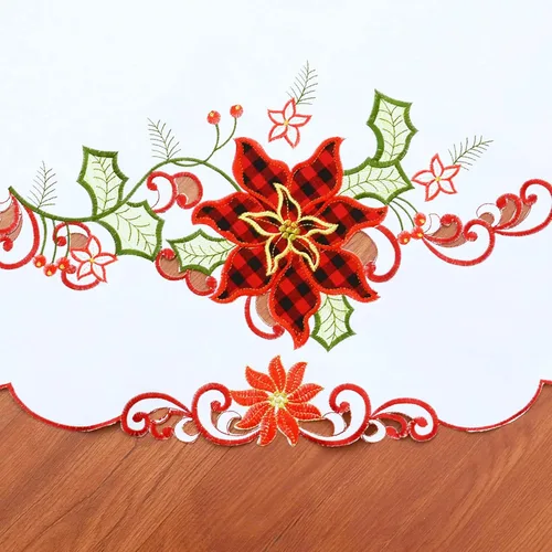 Miniatura 3 de Grelucgo Mantel de comedor redondo bordado de Navidad (redondo de 70 pulgadas)