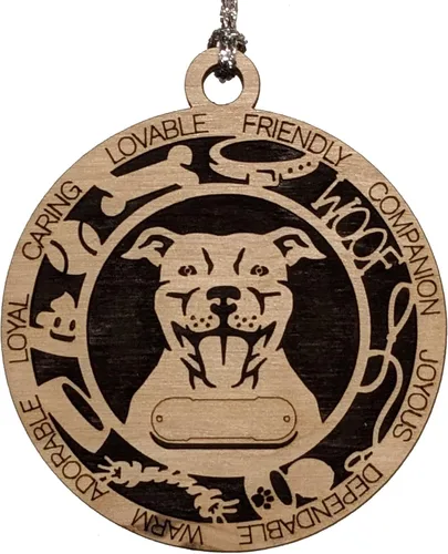 Miniatura 24 de Adorno de Navidad personalizado de madera para perro de 3 pulgadas, nombre y texto personalizables, hecho a mano en Estados Unidos, diseño de corte