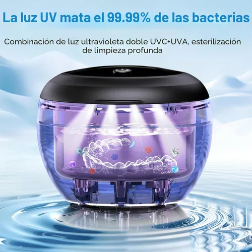 Miniatura 3 de Máquina limpiadora ultrasónica mejorada de retenedores, limpiador ultrasónico de dentaduras postizas de 48 kHz para protectores bucales, aparatos