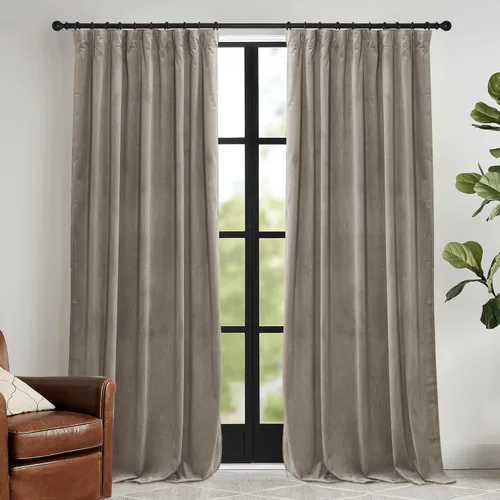 Miniatura 16 de RYB HOME Cortinas elegantes de terciopelo verde de 108 pulgadas de largo, bloqueo de luz, aislamiento térmico, elegantes cortinas de terciopelo