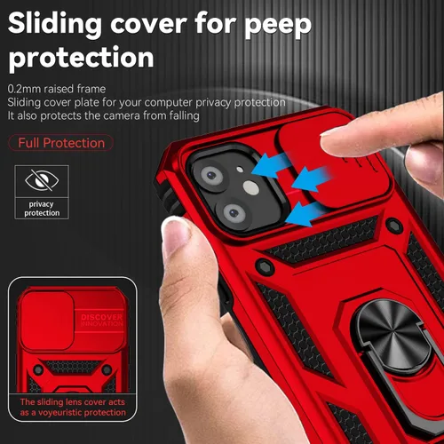 Miniatura 4 de Funda para iPhone 11, con cubierta para lente de cámara, protector de pantalla HD, [grado militar] anillo de montaje en coche con soporte híbrido