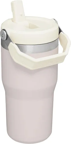 Miniatura 2 de Stanley IceFlow - Vaso con pajilla abatible con asa, de 20 onzas, tapa giratoria y popote abatible, botella de agua resistente a fugas, acero Cuarzo