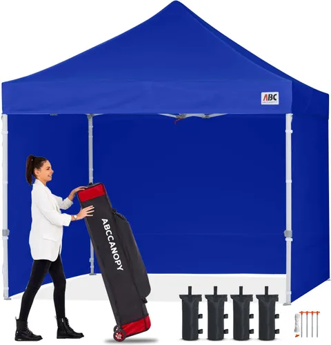 Abccanopy - Toldo de 10 x 10 pies, con paredes laterales, sombra instantánea, con bolsa con ruedas para guardarlo. Incluye 4 bolsas de lastre, Azul