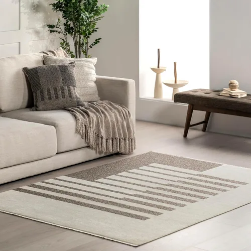 Miniatura 19 de Nuloom Versa Kirby - Alfombra de área color crema, 4 x 6 pies, azulejos, suave y acogedora, con alto tráfico, resistente a las manchas, fácil