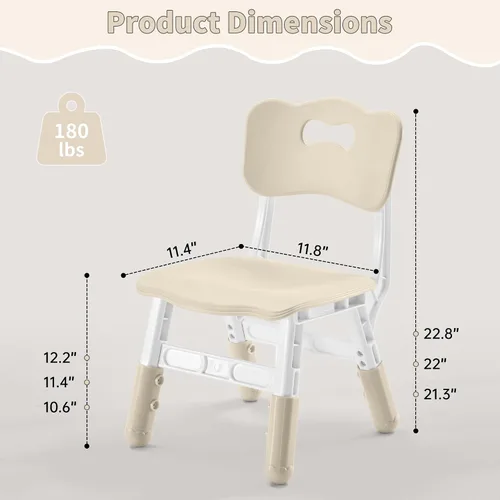 Miniatura 2 de GITAWUSA Silla ajustable para niños, silla infantil ajustable de 3 niveles de altura, sillas para niños y niñas de 2 a 8 años, juego de asiento