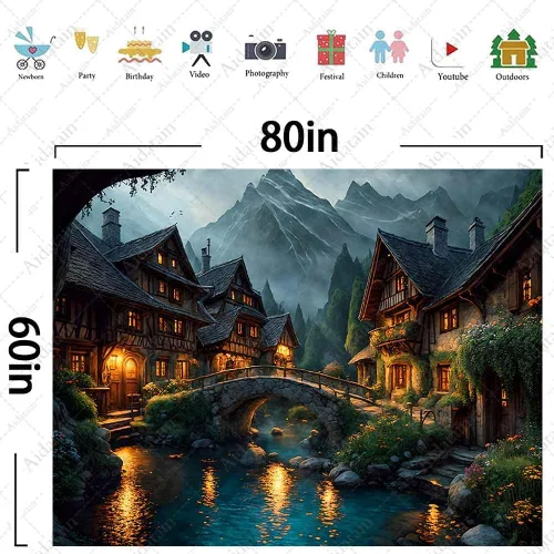 Miniatura 7 de Aidatain Tapiz de paisaje del mundo de cuento de hadas, tapiz grande de 80 pulgadas y 60 pulgadas, tela de franela para colgar en la pared de niños
