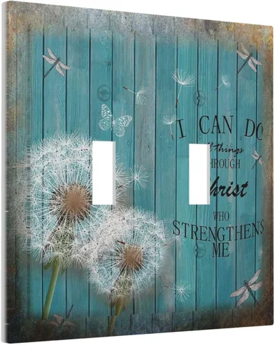Miniatura 61 de Cubiertas Decorativas para Placas de Interruptor Diente de León Azul Rústico Citas Inspiradoras Casa de Campo Tablón de Madera Gris 1 Gang Cubierta