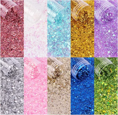 Miniatura 3 de Mezcla holográfica de purpurina gruesa y fina, 20 colores para resina, uñas iridiscentes, cabello cosmético de ojos, cara, cuerpo, lentejuelas