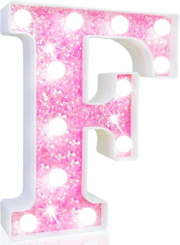 Miniatura 14 de Pooqla Luces de números de marquesina, números de luz rosa para niñas de 10.º cumpleaños, funciona con pilas, luz nocturna de número con purpurina
